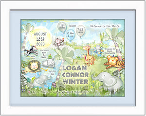 "Welcome to the World" Birth Announcement Art - Baby Jungle by Ronnies Design Studio