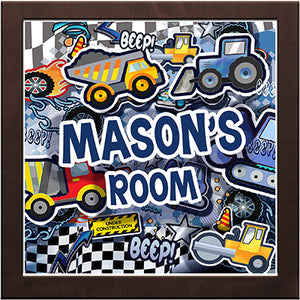 Personalized  to order. Wall art for the toddler  who loves to play with all kinds of trucks