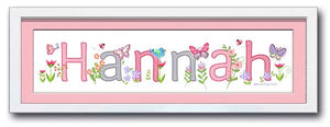 Butterfly Garden Name Frame - Pink & Grey