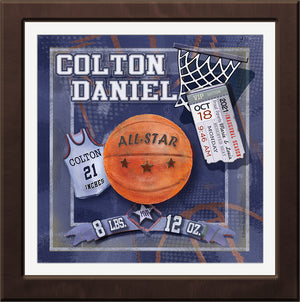 game day personalized baby basketball wall art sports
