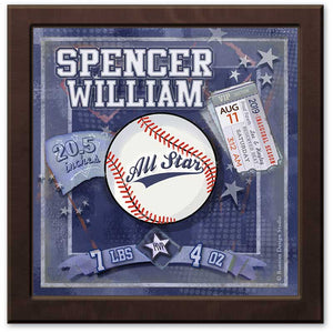 Personalized baseball birth certificate framed wall art baby gift for newborn