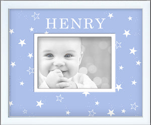 personalized newborn picture frame starry sky light blue baby name and date o birth