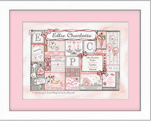 "Welcome to the World" Birth Art - Soft Pink & Grey - by Ronnies Design Studio