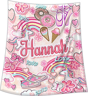 personalized with name minky nun graffiti blanket for baby toddler and teen unicorns ice cream rainbows