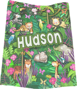 Happy Jungle Animals Blanket