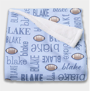 "All Names" Minky Baby Blanket Names and Footballs