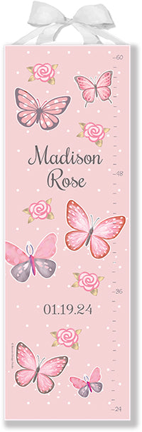 Personalized Growth Chart - Butterflies and Roses