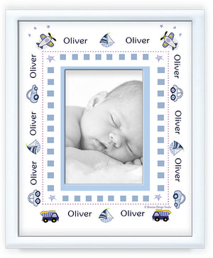 Playful Name Picture Frame - Planes, Cars, Trucks, Boats