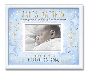 Christening Photo Frame - Starry Sky and Hearts- Ronnies Design Studio