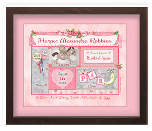 keepsake custom baby gift personalized frame rocking horse monogram blocks moon