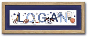 Sports Equipment Name Frame -Navy Mat - by Ronnies Design Studio