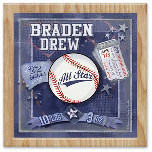 Personalized baseball birth certificate baby gift wall art for newborn boy
