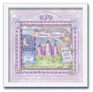 Personalized "a princess is born" wall art in lilac with birth statistics