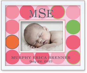 Personalized Birth Announcement Picture Frame Big Colorful Dotsful 