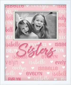 custom picture frame sisters  personalized with names and hearts
