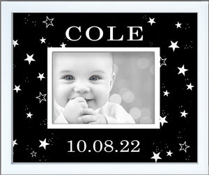personalized newborn picture frame starry sky black and white baby name and date o birth